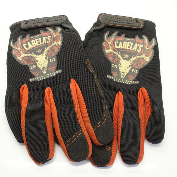 Cabela's Ironclad Men's Custom Black Orange Gloves Size L/9 Exo- Pro-Cab1 - Picture 1 of 7